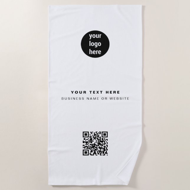 QR-Code-Business-Logo Modern Minimalistisch Strandtuch (Vorderseite)