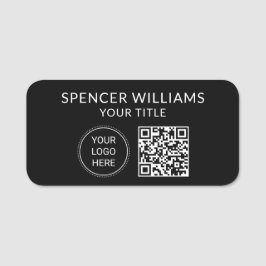 QR Code Business Logo Modern Professional Black Namensschild