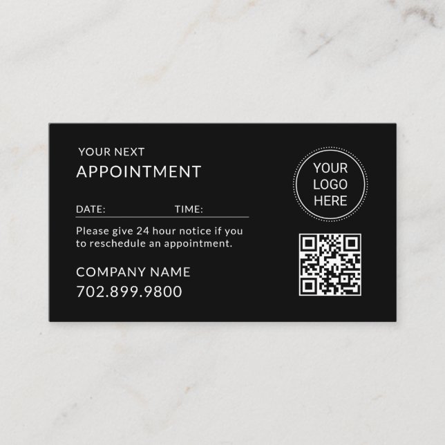 QR Code Business Logo Modern Professional Black Terminkarte (Vorderseite)