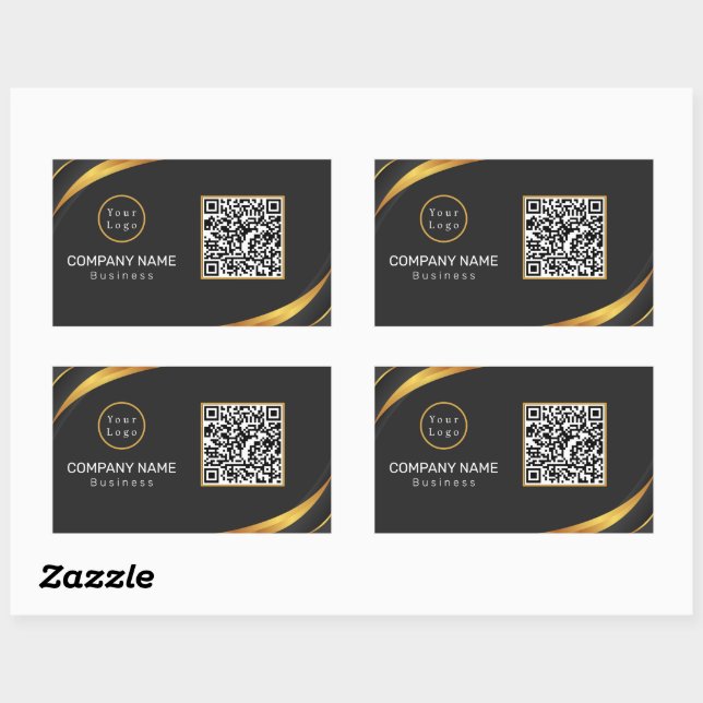 QR Code Business-Logo Modern Rechteckiger Aufkleber (Blatt)