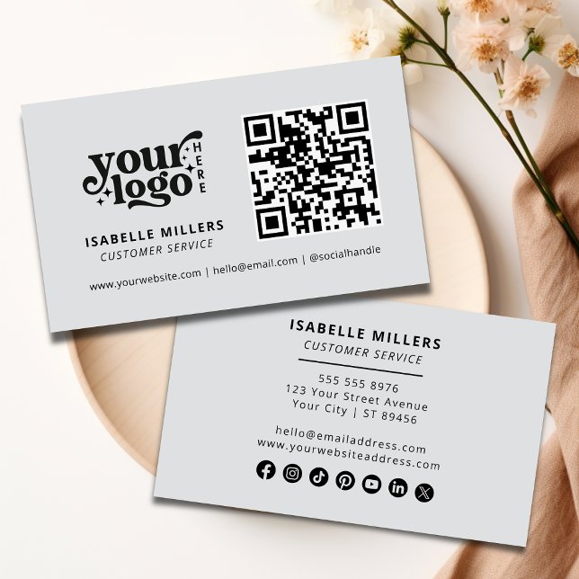 QR Code Business-Logo Modernes Beruflich-Grau Visitenkarte (QR Code Business Logo Modern Professional Beige Business Card)