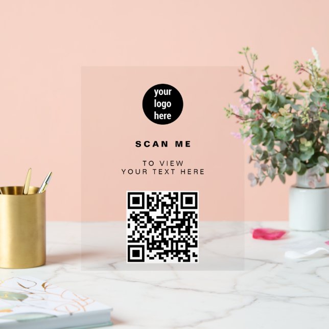 QR Code Business-Logo Modernes Minimalistisches Co Acrylschild (Hochzeit)