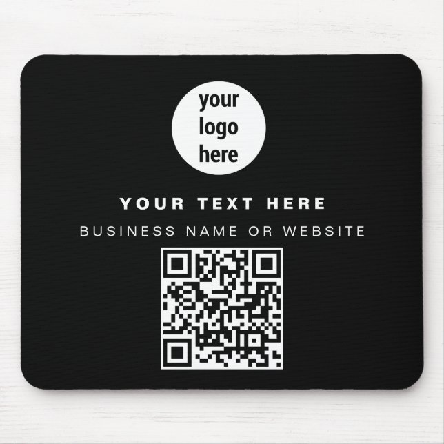 QR Code Business-Logo Modernes Minimalistisches Co Mousepad (Vorne)