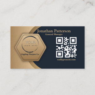 QR-Code-Business-Logo Navy Modern Beruflich Telefonnummerkarte