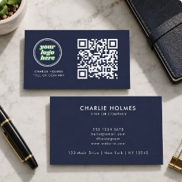 QR-Code-Business-Logo | Navy Modern Beruflich Visitenkarte