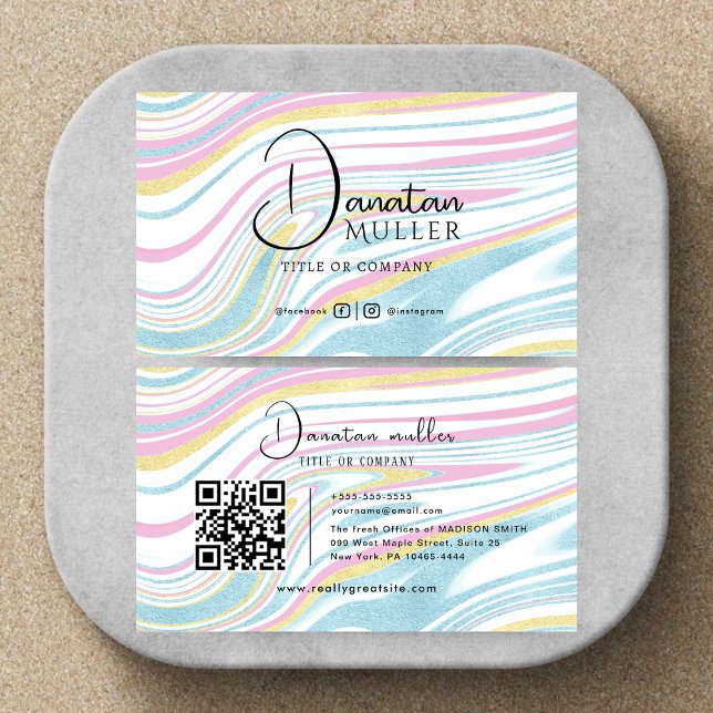 QR Code Business Logo Opal Stein Visitenkarte (Von Creator hochgeladen)
