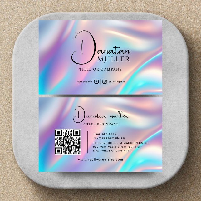 QR Code Business Logo Opal Stein Visitenkarte (Von Creator hochgeladen)