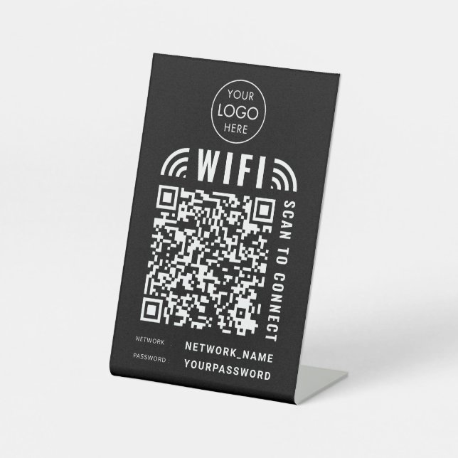 QR-Code Business-Logo-Scan für Wifi Verbindung Sch Sockelschild (Vorderseite)