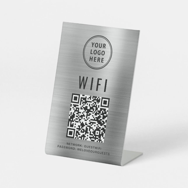 QR-Code Business-Logo-Scan für Wifi-Verbindung zum Sockelschild (Vorderseite)