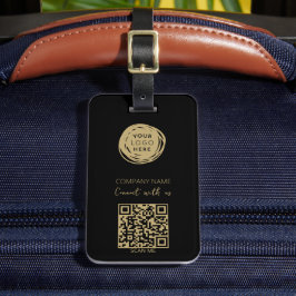QR Code Business-Logo Schwarz Gepäckanhänger
