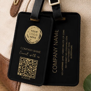 QR Code Business-Logo Schwarz Gepäckanhänger