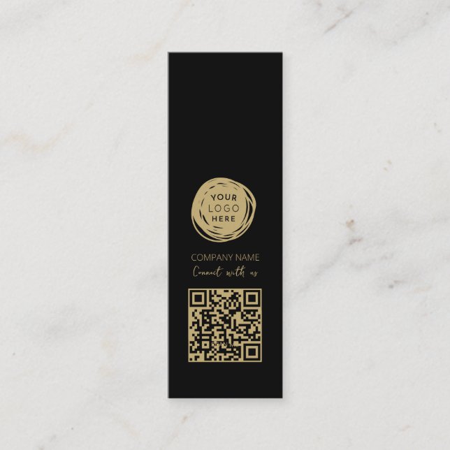 QR Code Business-Logo Schwarz Mini Visitenkarte (Vorderseite)