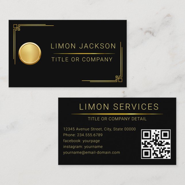 QR Code Business-Logo Schwarz Modernste Berufliche Visitenkarte (Vorne/Hinten)