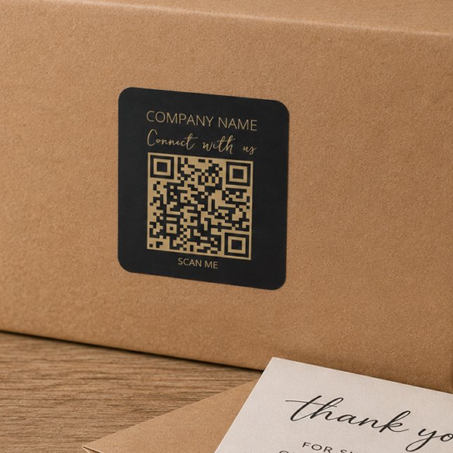 QR Code Business-Logo Schwarz Quadratischer Aufkleber (Von Creator hochgeladen)