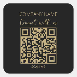 QR Code Business-Logo Schwarz Quadratischer Aufkleber