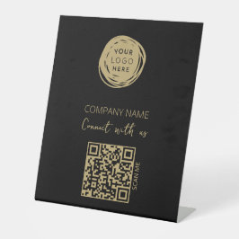QR Code Business-Logo Schwarz Sockelschild