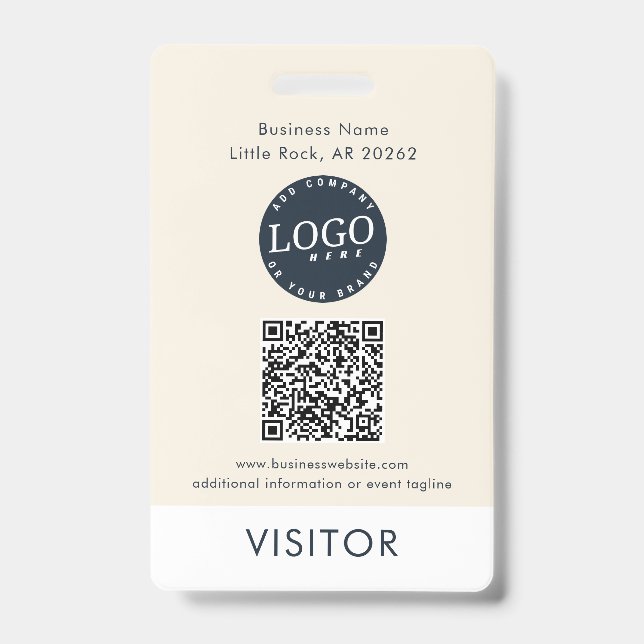 QR Code Business Logo Visitor ID Modern Ausweis (Vorderseite)