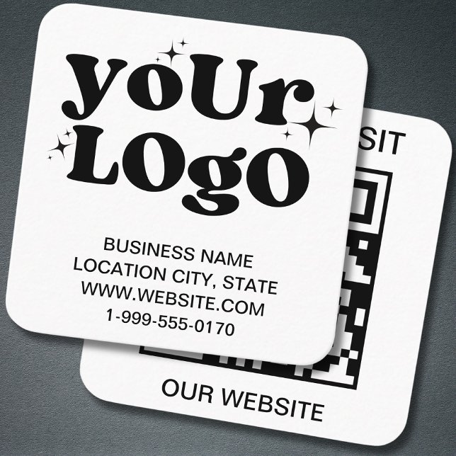 QR Code Business-Logo Weiß, modern Quadratische Visitenkarte (Von Creator hochgeladen)