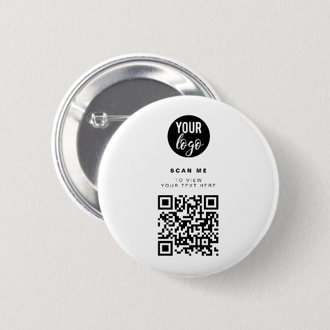 QR-Code-Business-Logo Weißes Minimalistisches Unte Button (Vorne & Hinten)