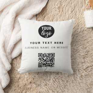 QR-Code-Business-Logo Weißes Minimalistisches Unte Kissen