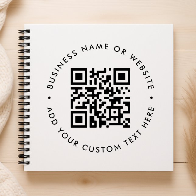 QR Code Business Modernes Minimales Sauberes Einfa Notizbuch (Interactive editable QR code spiral notebooks to promote your business, products or services.)