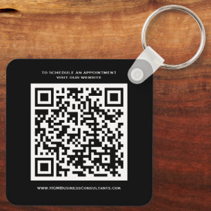 QR Code Business Monogram Logo Schwarz Weiß Schlüsselanhänger