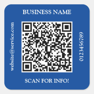 QR Code Business Name Website Proep Blue Quadratischer Aufkleber