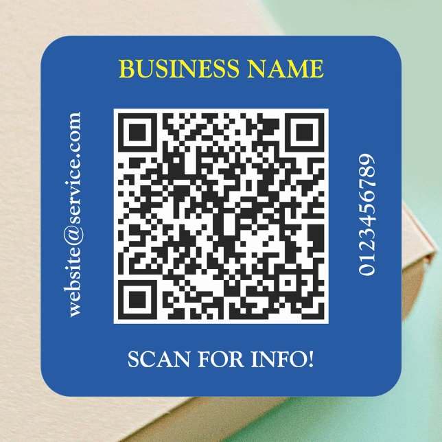 QR Code Business Name Website Proep Blue Vs 2 Quadratischer Aufkleber (Von Creator hochgeladen)