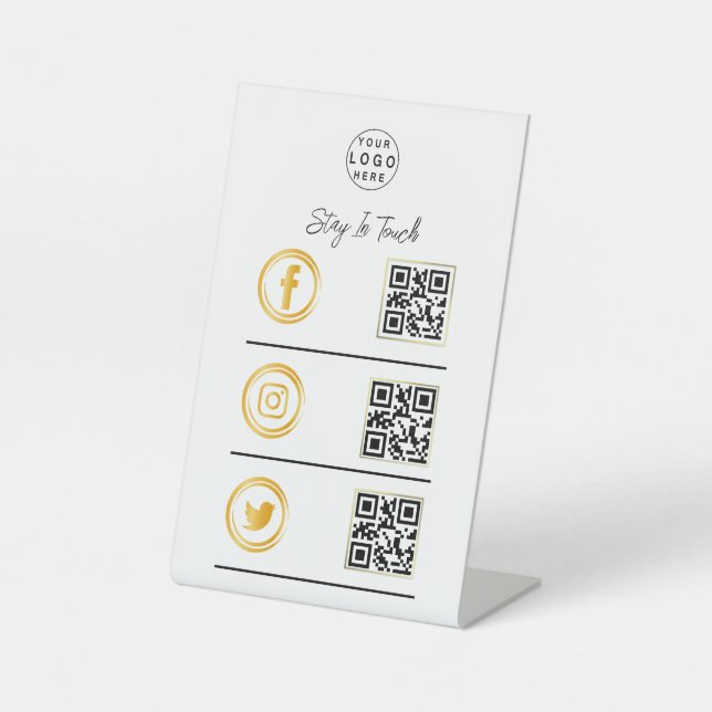 QR Code Business Pedestgold für Social Media Sockelschild (Vorderseite)