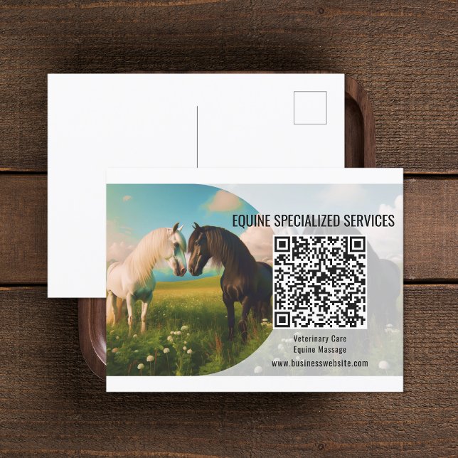 QR Code Business Postkarte (Horse QR Code Business Postcard (front and back))
