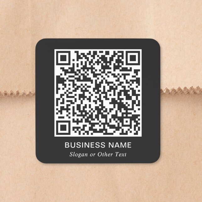 QR-Code Business Quadrat Schwarz Quadratischer Aufkleber (QR Code Business Square Black Square Sticker)