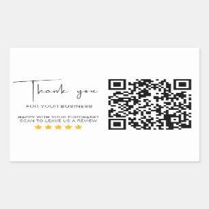QR Code Business Review 5 Star Review Modern Rechteckiger Aufkleber