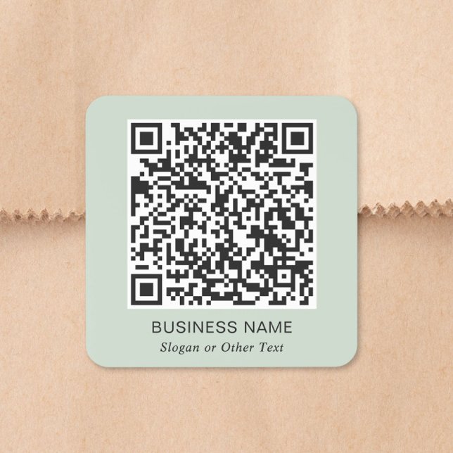 QR-Code Business Sage Grün Quadratischer Aufkleber (QR Code Business Sage Green Square Sticker)
