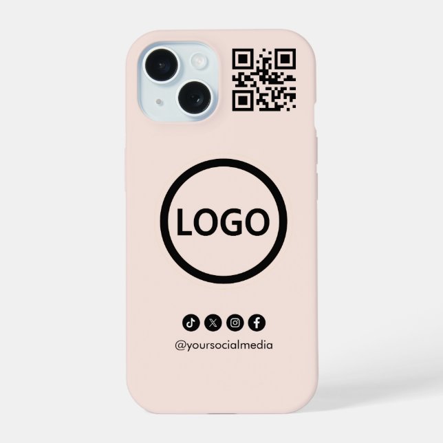 QR Code Business Social Media Blush iPhone 15 iPhone 15 Hülle (Rückseite)