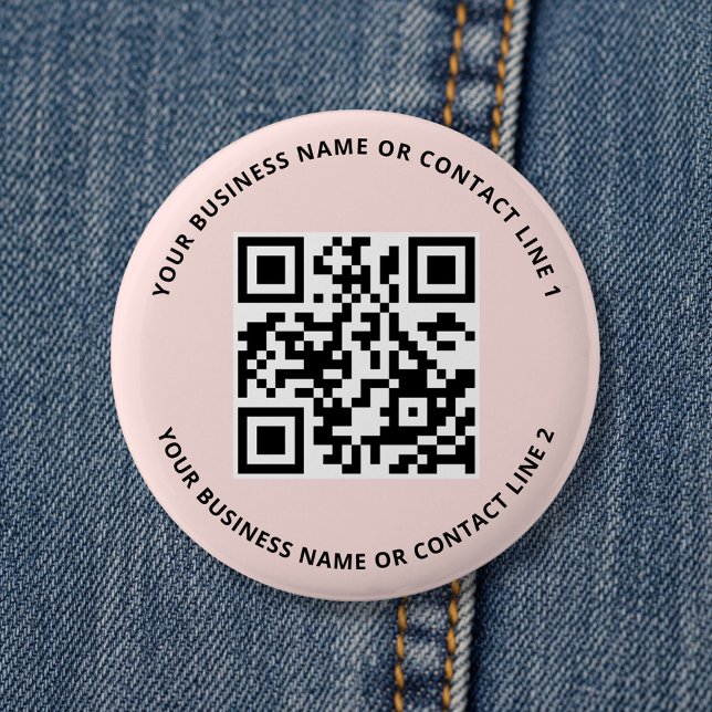 QR Code Business Template Blush Pink Button (Von Creator hochgeladen)