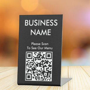 QR Code Cafe Big Print Menü Black Sockelschild