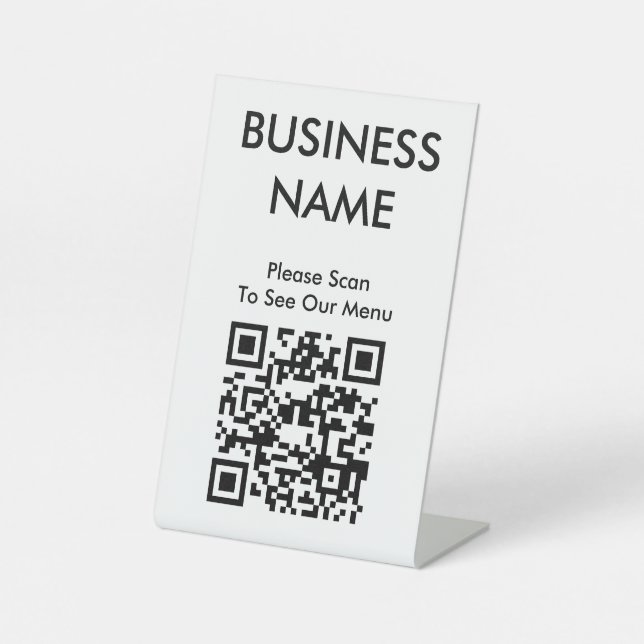 QR Code Cafe Big Print Menü Weiß Sockelschild (Vorderseite)