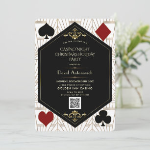 QR-Code Casino Nacht Poker Weihnachtsfeier  Einladung