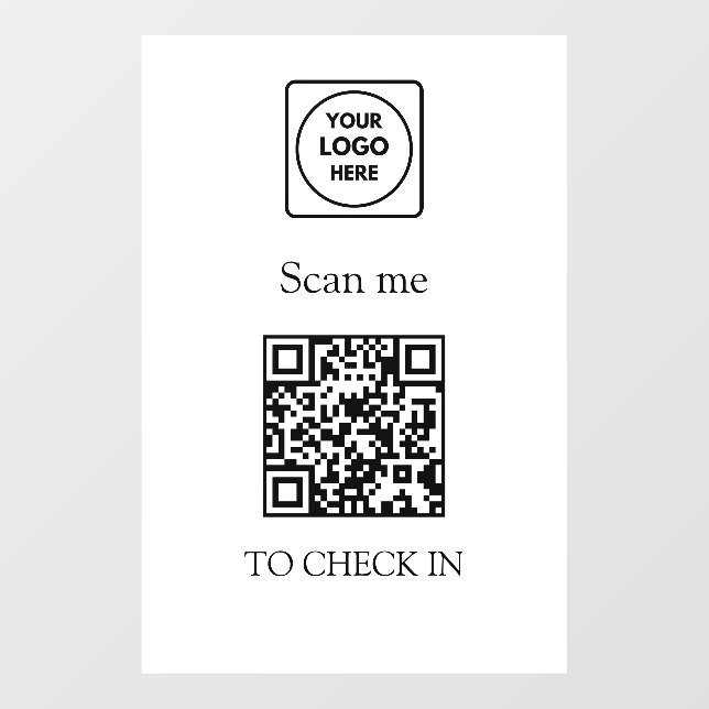 QR Code Check-In | Business Logo Display Sign Fensteraufkleber (Blatt)