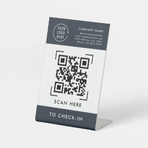 QR-Code Check-In   Geschäftslogo Berührungslos Sockelschild