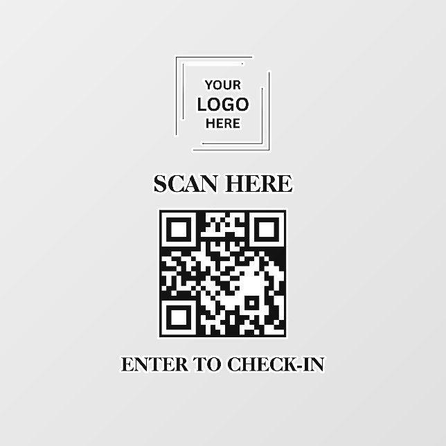 QR-Code-Check-in-Geschäftslogo-Fensteraufkleber Fensteraufkleber (Blatt)