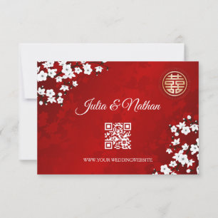 QR-Code   Cherry Blossom Red UAWG Chinese Wedding Einladung