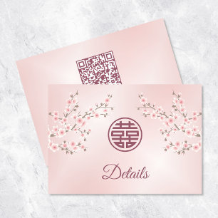 QR-Code   Chinesische Hochzeitsstimmung rosa Detai Begleitkarte