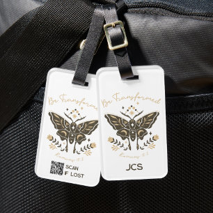 QR Code Christlich Boho Butterfly Römer 12:2 Gepäckanhänger