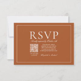 QR Code Classic Elegant Burnt Orange Script RSVP Karte