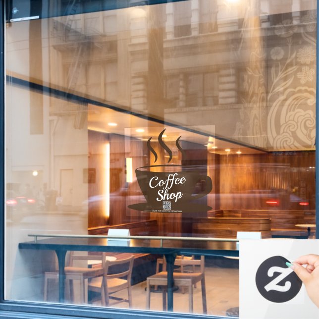 QR-Code Coffeeshop Zeichen Aufkleber, Verkleben de Fensteraufkleber (Café-Fenster)