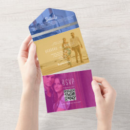 QR Code Colorful Photo Wedding All In One Einladung
