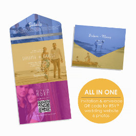 QR Code Colorful Photo Wedding All In One Einladung