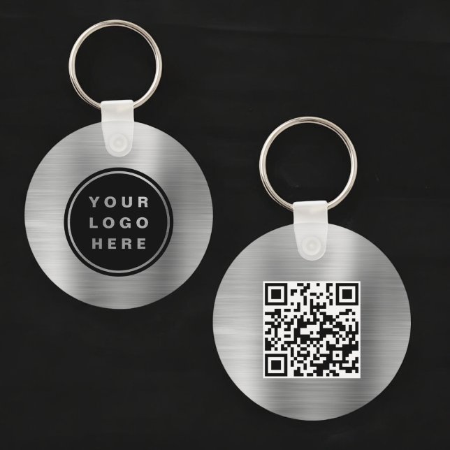 QR Code Company Silver Logo Werbung Schlüsselanhänger (Von Creator hochgeladen)