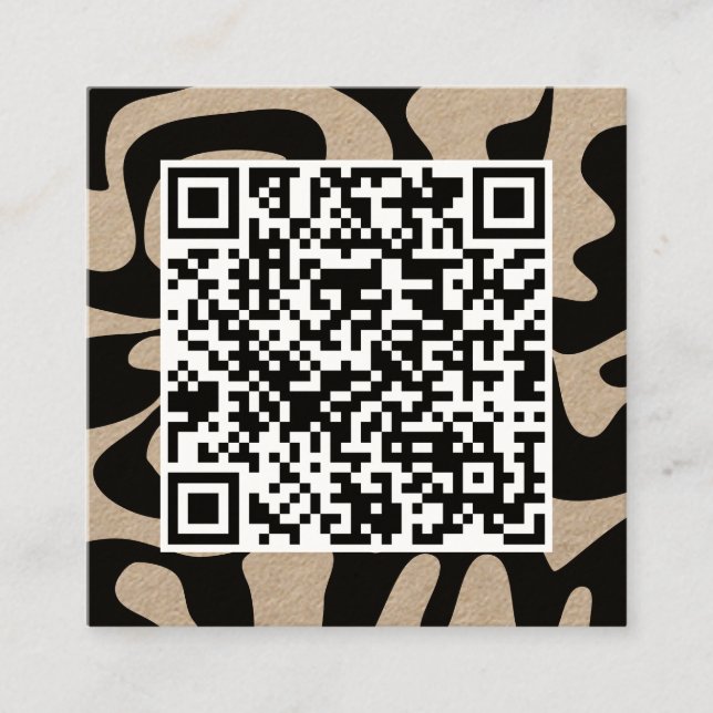 QR Code Cool Moderne, kreative schwarze Öko Kraft Quadratische Visitenkarte (Vorderseite)